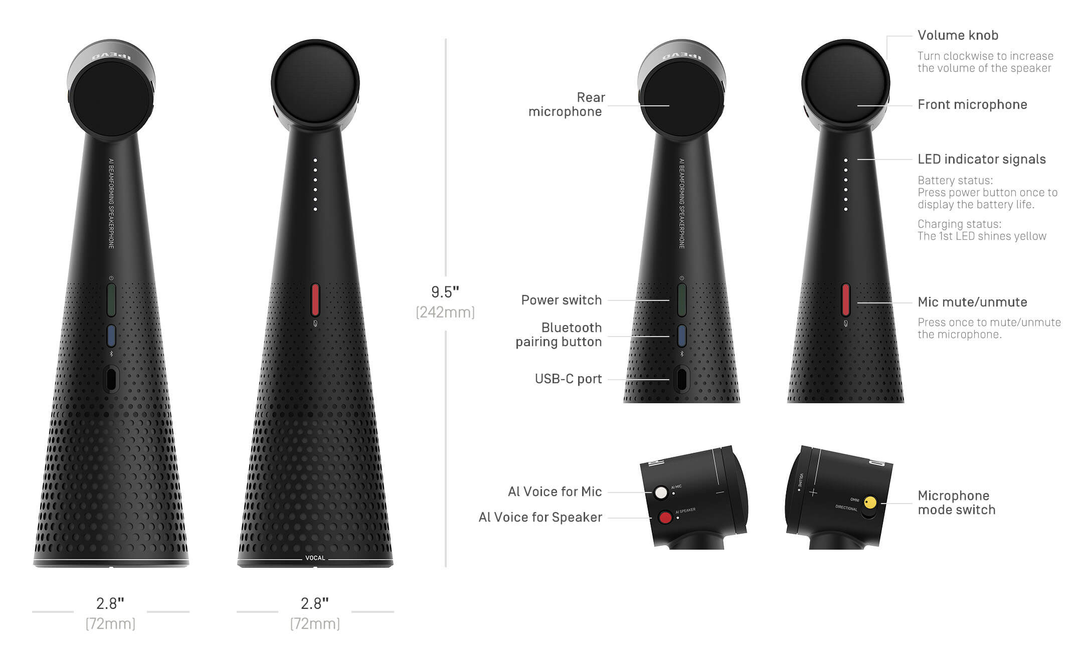 AI Beamforming Bluetooth Speakerphone